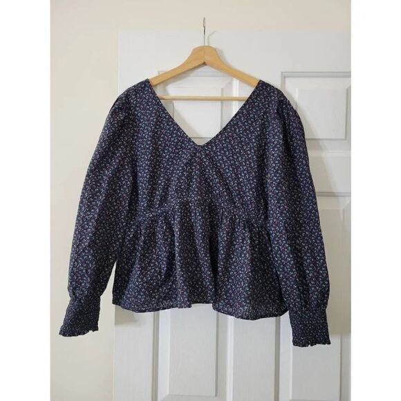Madewell Tie-Back Peplum Top in Campden Daisies XL NWT $88 - Picture 4 of 9